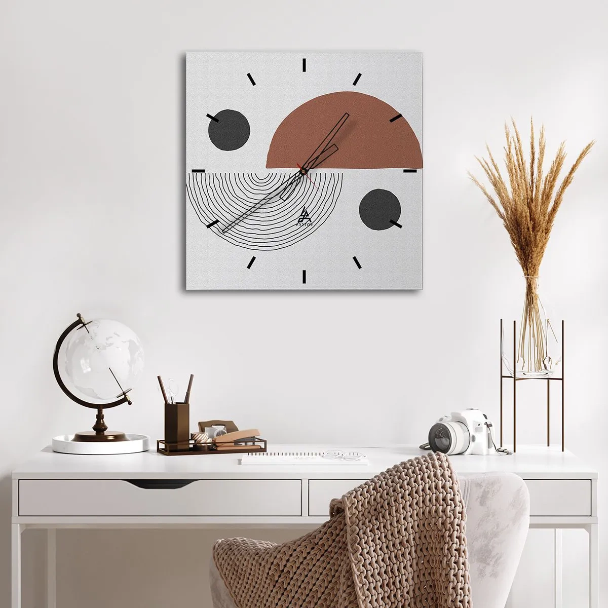 Ceas de perete - Ceas pe sticlă - Excelența roții - 30x30 cm