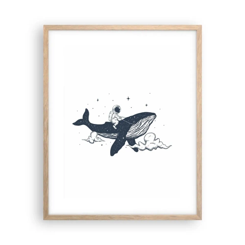 Poster în ramă de stejar deschis - Aventura spațială - 40x50 cm