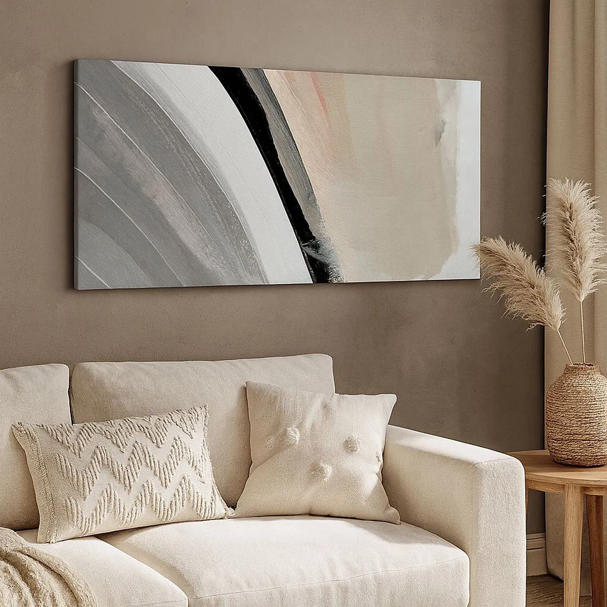 Tablou pe pânză - Compoziție: arc de negru și gri - 100x40 cm