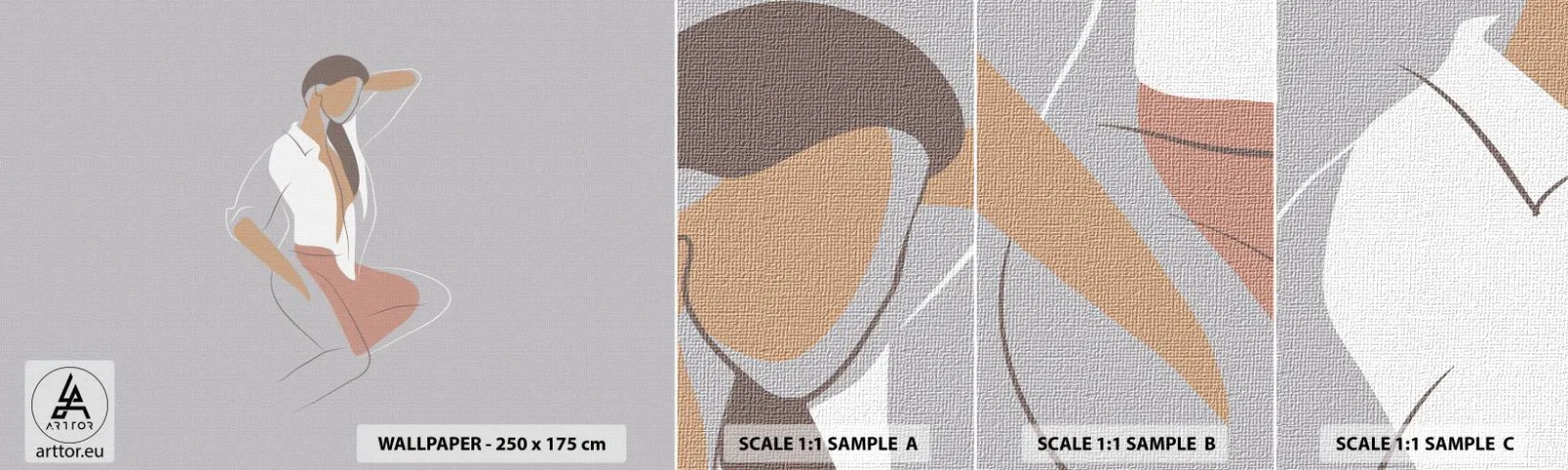 Mostră tapet autocolant Deluxe Sticker - Schiță de farmec - Femeie, Grafică, Model - 100x30 cm