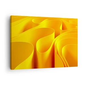 Tablou pe pânză Canvas - Valuri abstracte galbene care seamănă cu razele soarelui - 70x50cm - Ca niște valuri de soare - Decorațiune modernă pentru perete pentru living și dormitor ARTTOR