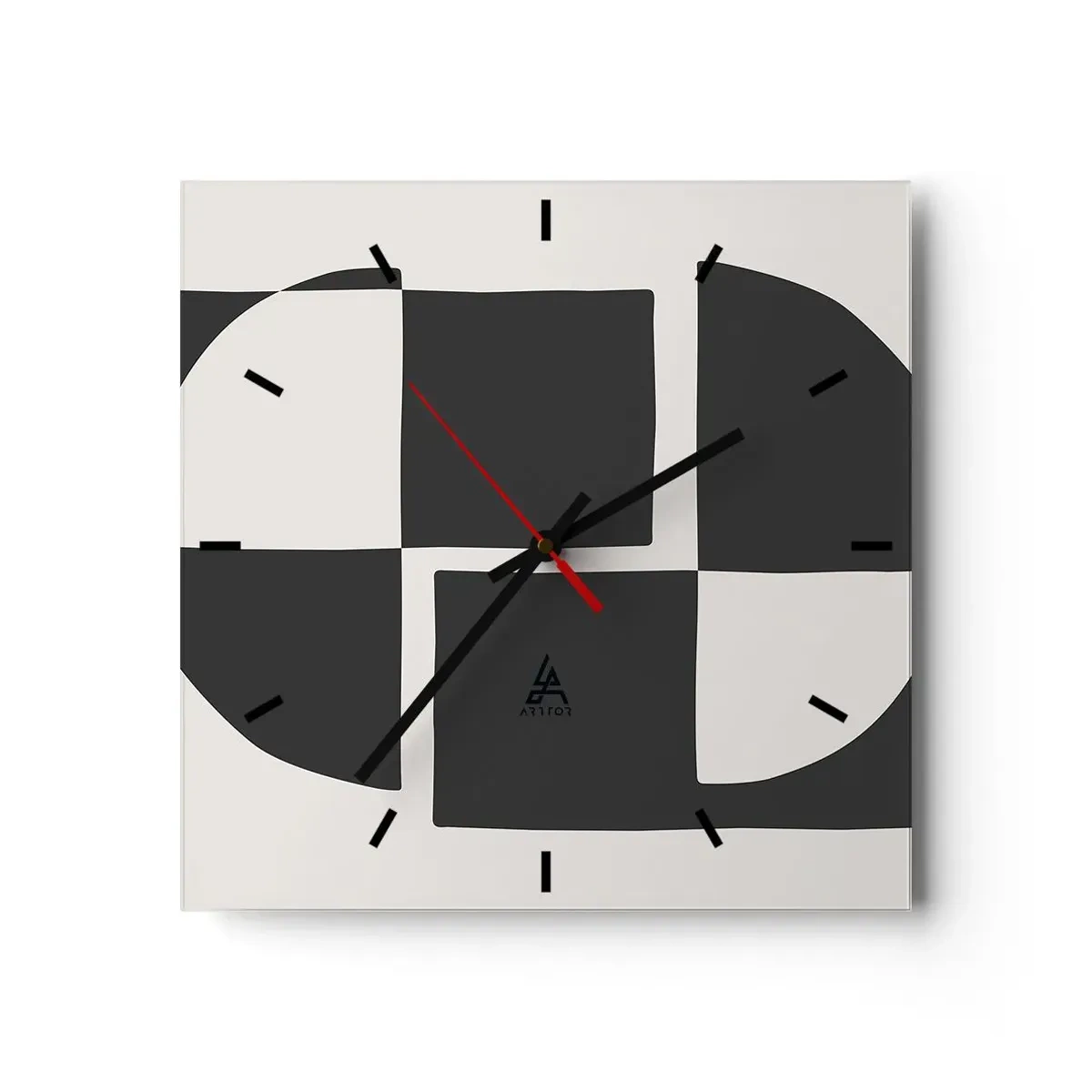 Ceas de perete - Ceas pe sticlă - Antiteză - sinteză - 30x30 cm