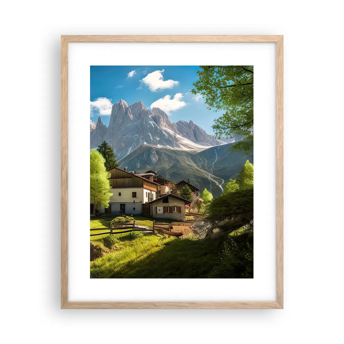 Poster în ramă de stejar deschis - Idilă alpină - 40x50 cm