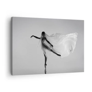 Tablou pe pânză Canvas - O dansatoare într-o poză eterică cu material textil fluid - 70x50cm - Lejeritate și grație - Decorațiune modernă pentru perete pentru living și dormitor ARTTOR