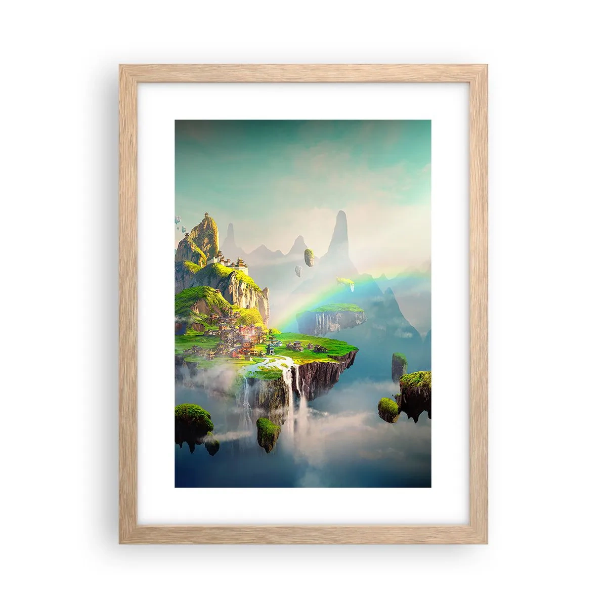 Poster în ramă de stejar deschis - Insule fericite - 30x40 cm