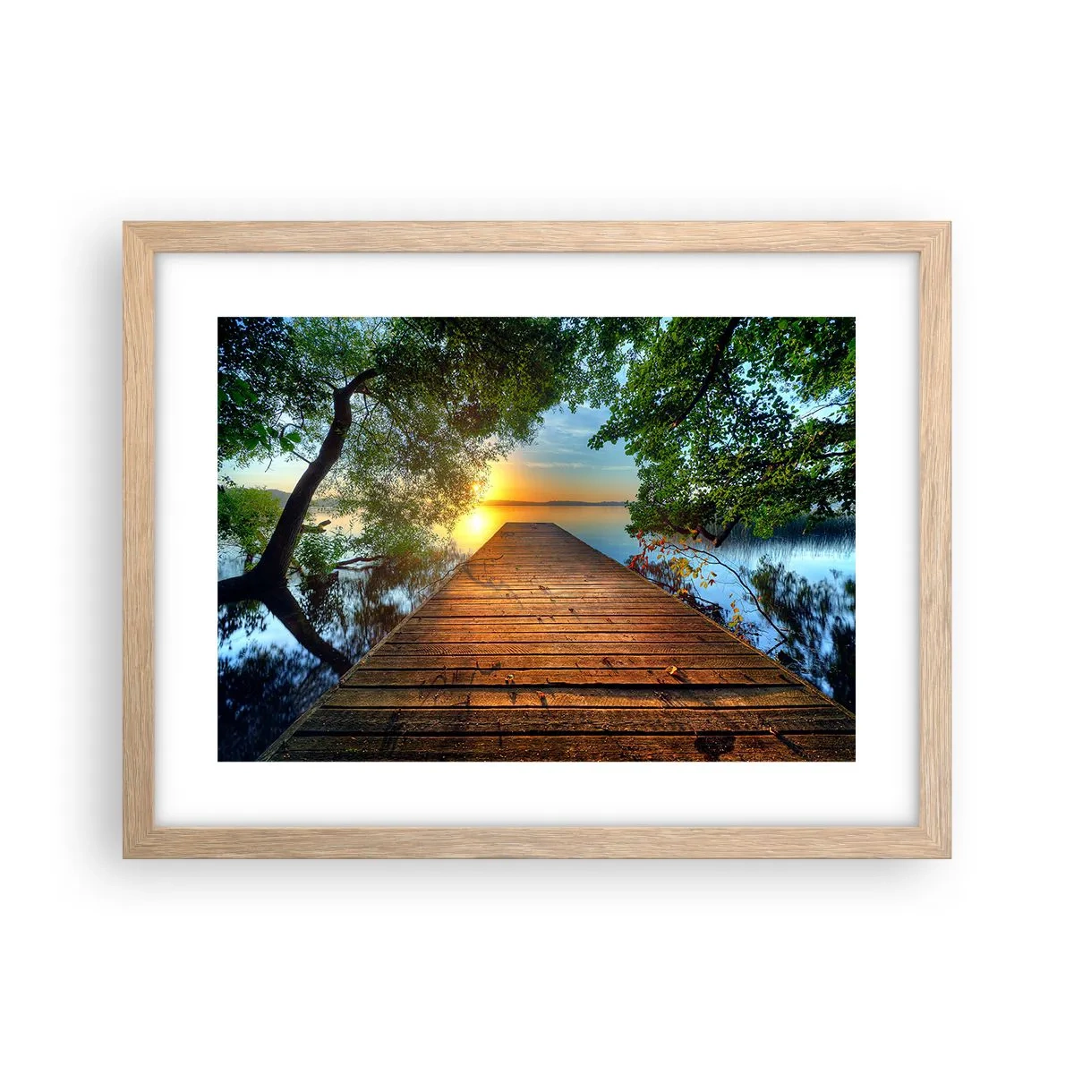 Poster în ramă de stejar deschis - Nu te grăbi, stai jos - 40x30 cm