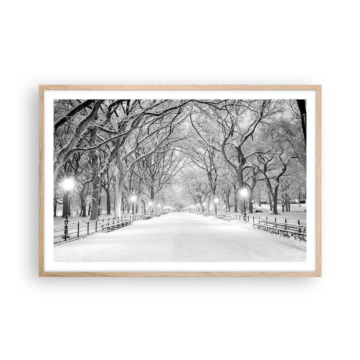 Poster în ramă de stejar deschis - Cele patru anotimpuri – iarna - 91x61 cm