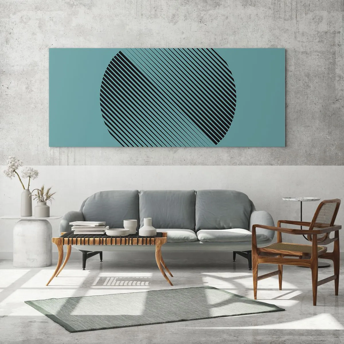 Tablou pe sticlă - Cercul - o variație geometrică - 140x50 cm