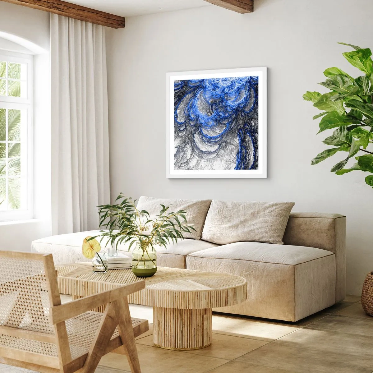 Poster în ramă albă - Nașterea unui val - 60x60 cm