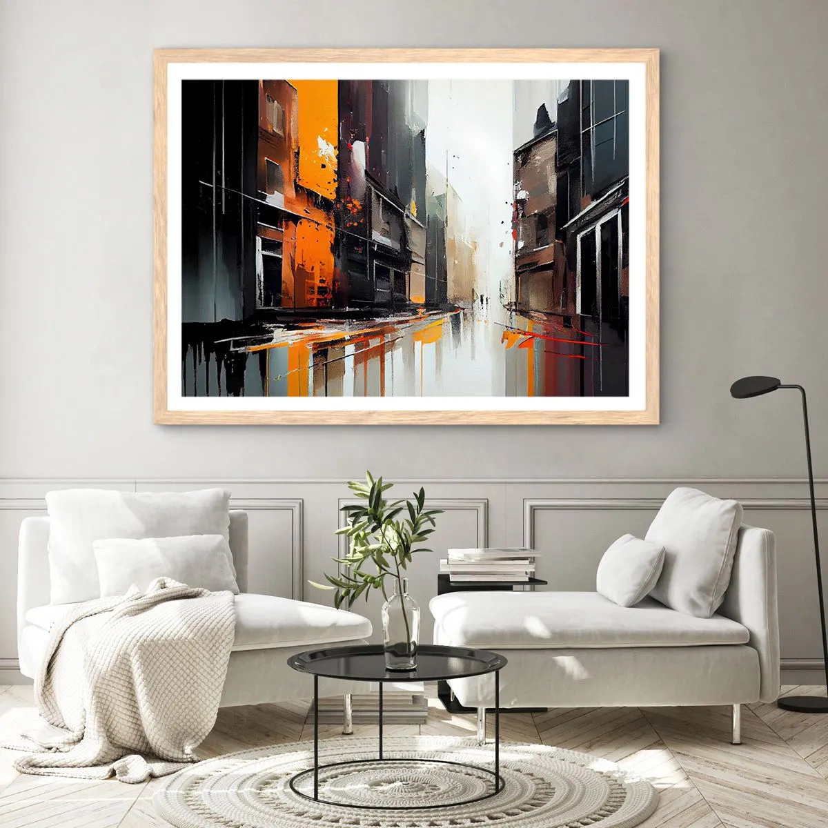 Poster în ramă de stejar deschis - O zi ploioasă - 91x61 cm