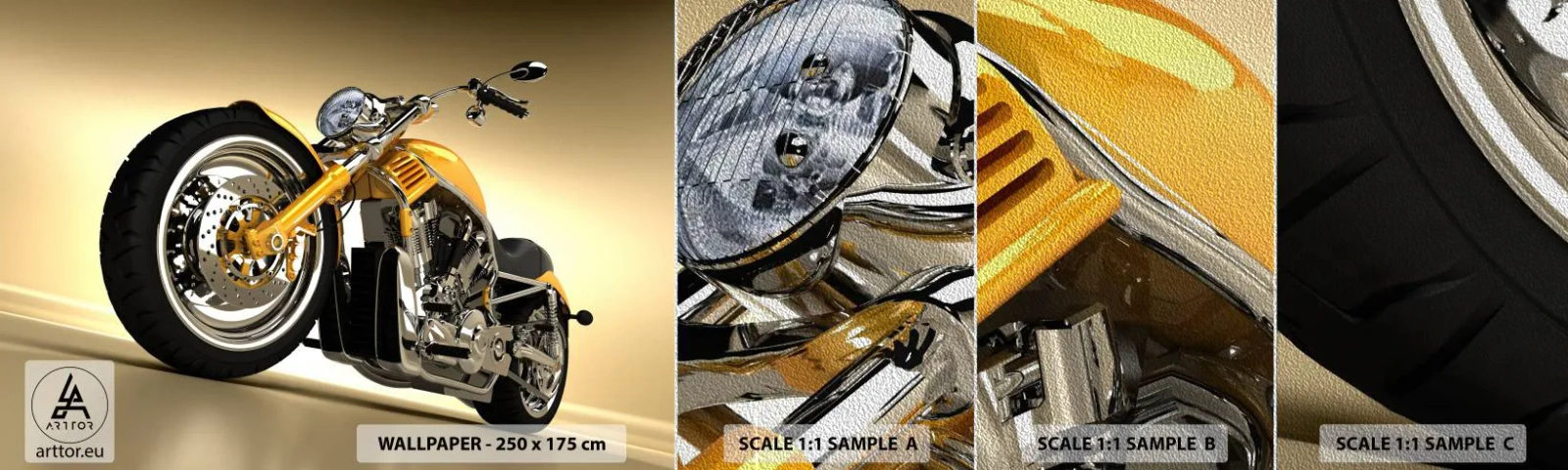 Mostră tapet Premium Sand - Un vis de forță și viteză - Motocicletă, Motor, Automobile - 100x30 cm