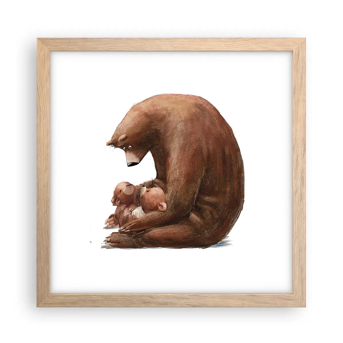 Poster în ramă de stejar deschis - Vise plăcute, copii - 30x30 cm