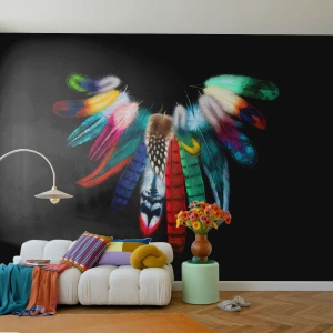 Tapet Premium Canvas - Colier indian - Pene de pasăre, Boho, Grafică - 200x140 cm