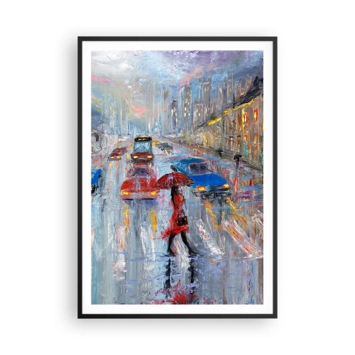 Poster în ramă neagră - O după-amiază ploioasă în oraș - 70x100 cm