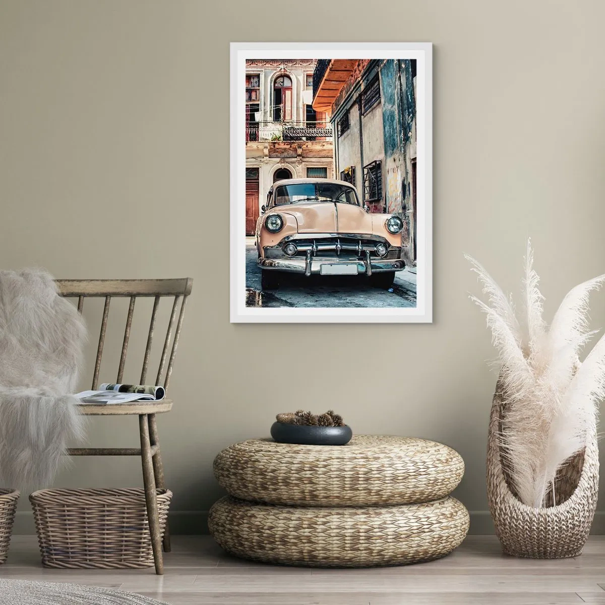 Poster în ramă albă - O siestă în Havana - 50x70 cm