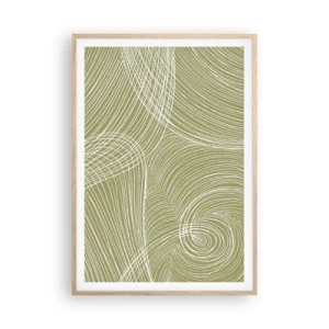 Poster în ramă de stejar deschis - Abstracție complicată în alb - 70x100 cm