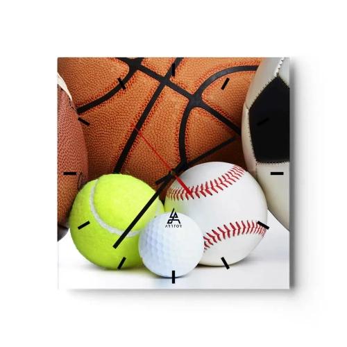 Ceas de perete - Ceas pe sticlă - Ne leagă mingea! - 30x30 cm