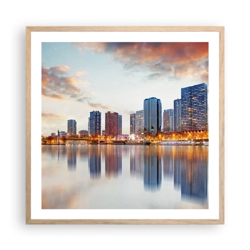 Poster în ramă de stejar deschis - Calmul monumental al Parisului - 60x60 cm