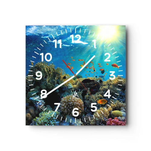 Ceas de perete - Ceas pe sticlă - Comori subacvatice - 30x30 cm