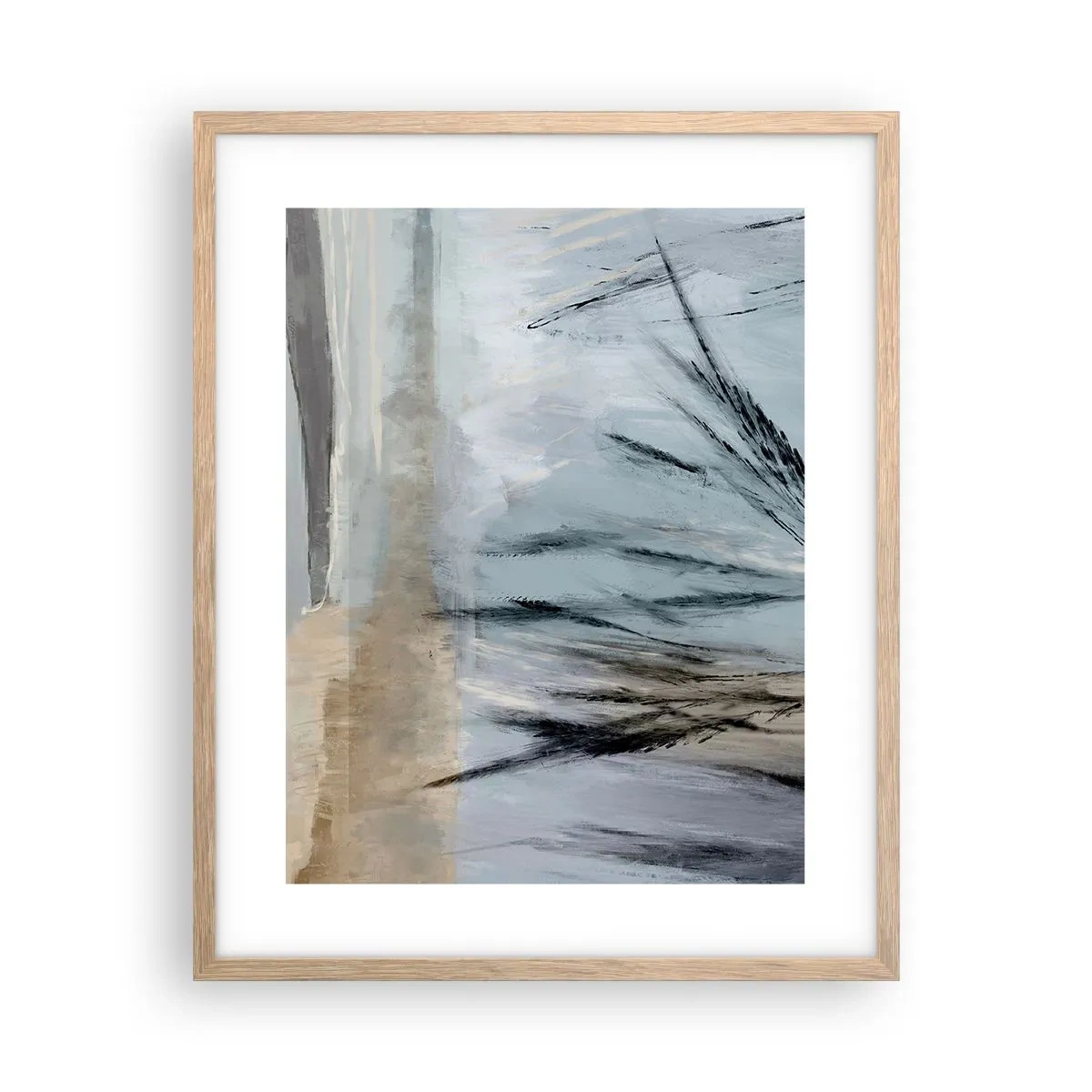 Poster în ramă de stejar deschis - Câmpuri de iarnă - 40x50 cm