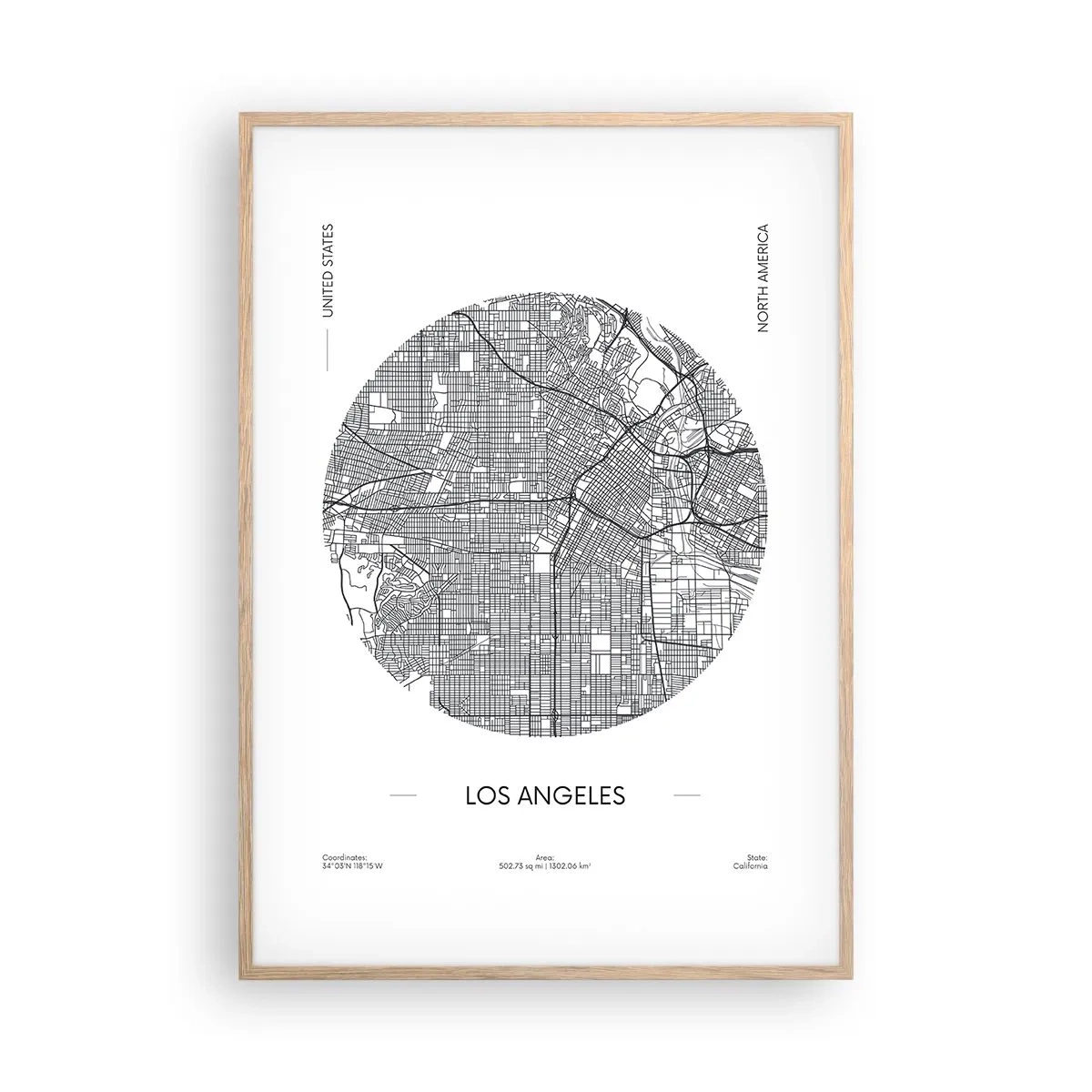 Poster în ramă de stejar deschis - Anatomia Los Angeles - 70x100 cm