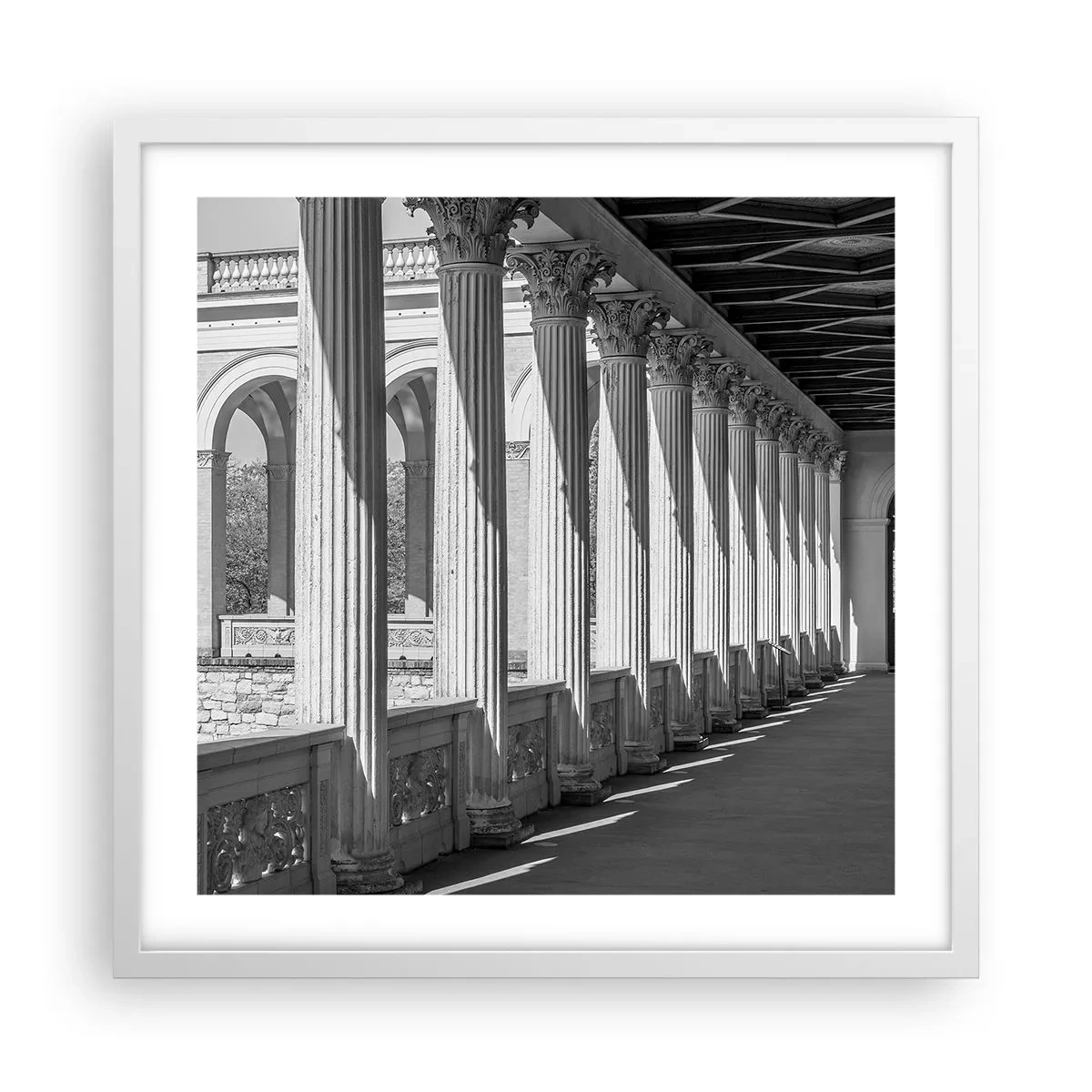 Poster în ramă albă - Arcadă însorită - 50x50 cm