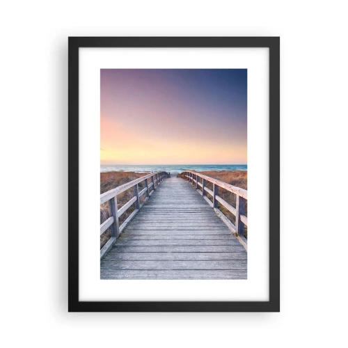 Poster în ramă neagră - Aurora baltică de seară - 30x40 cm