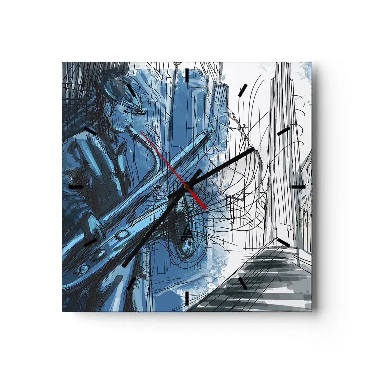 Ceas de perete - Ceas pe sticlă - Rapsodie urbană - 30x30 cm