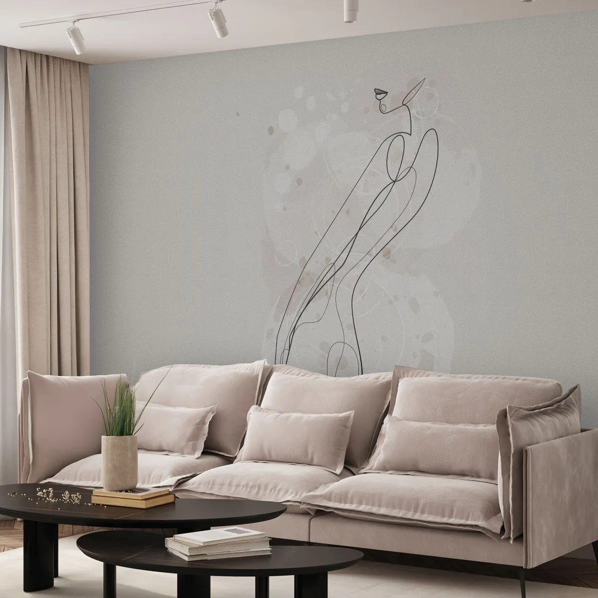 Tapet Standard Eco - Să rătăcești cu privirea - Grafică, Linie de arta, femei - 450x315 cm