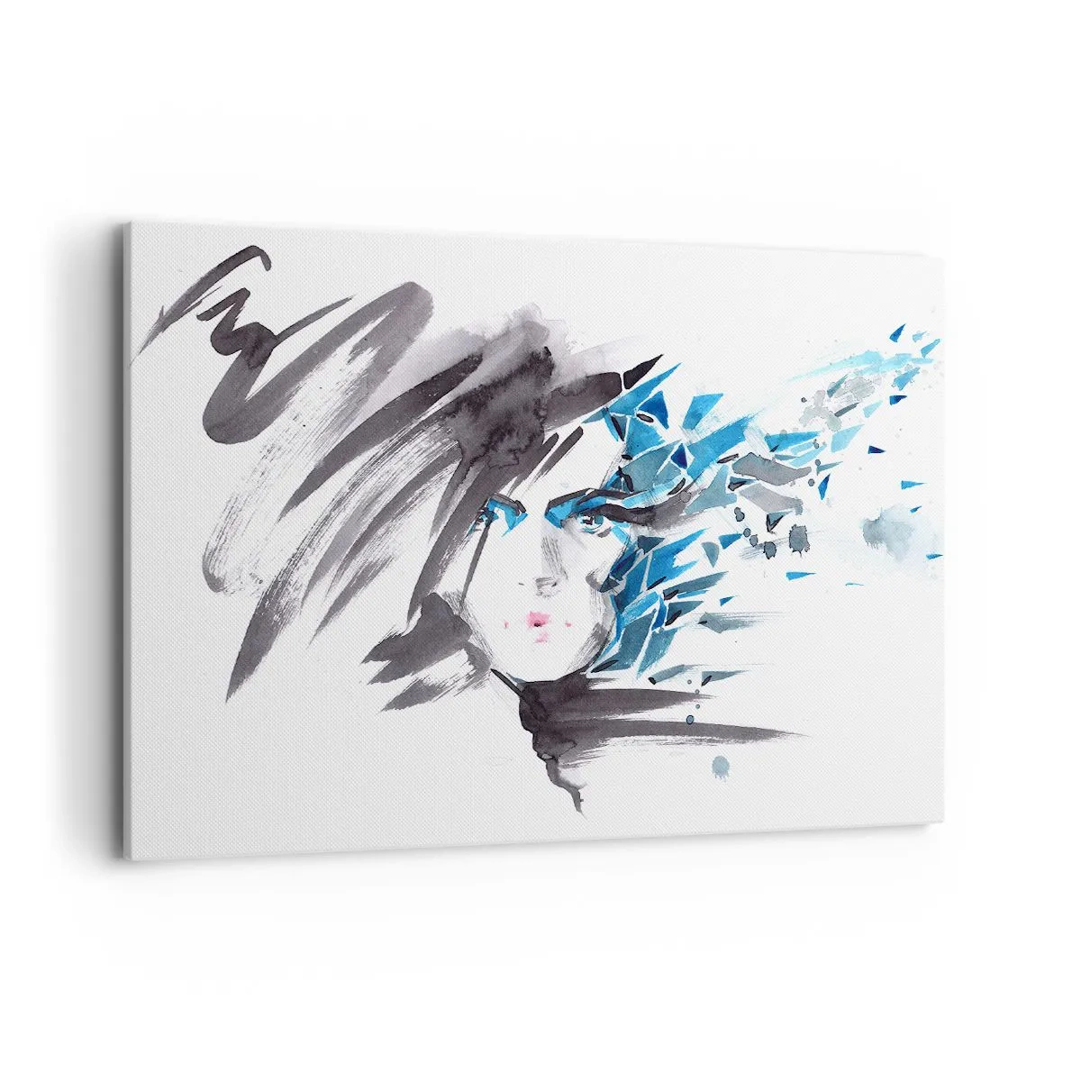 Tablou pe pânză - Portret senzual în gri și albastru - 100x70 cm