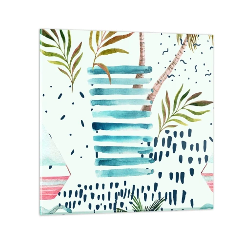 Tablou pe sticlă - Vacanță sub palmieri - 30x30 cm
