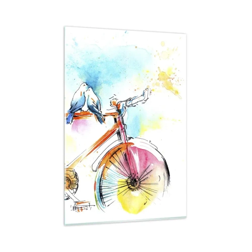 Tablou pe sticlă - Doi pe o bicicletă - 80x120 cm