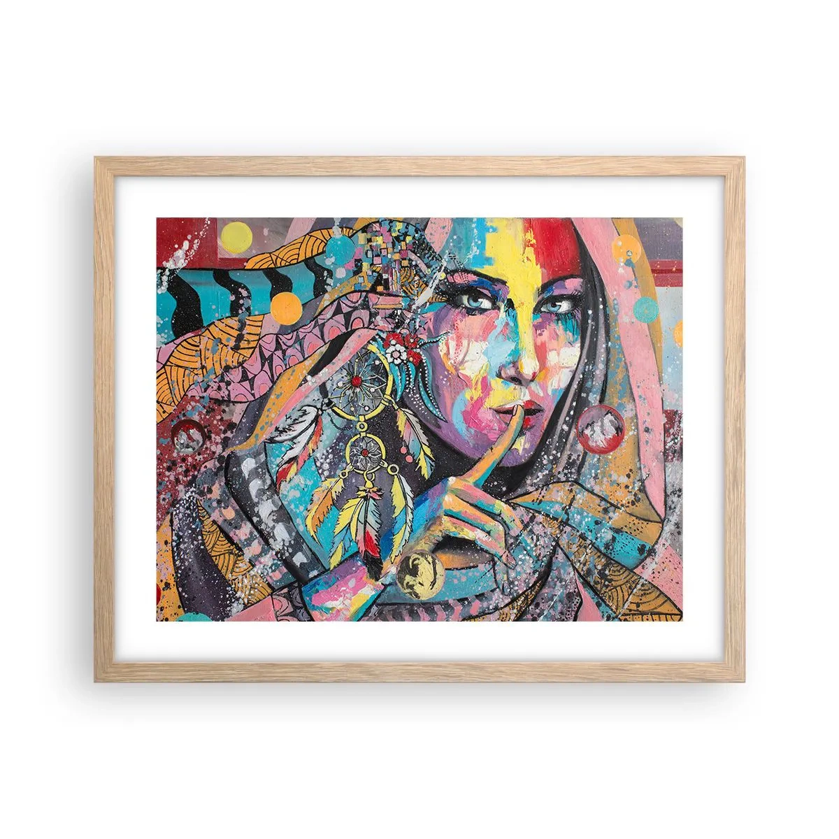 Poster în ramă de stejar deschis - Taci până când înțelegi - 50x40 cm