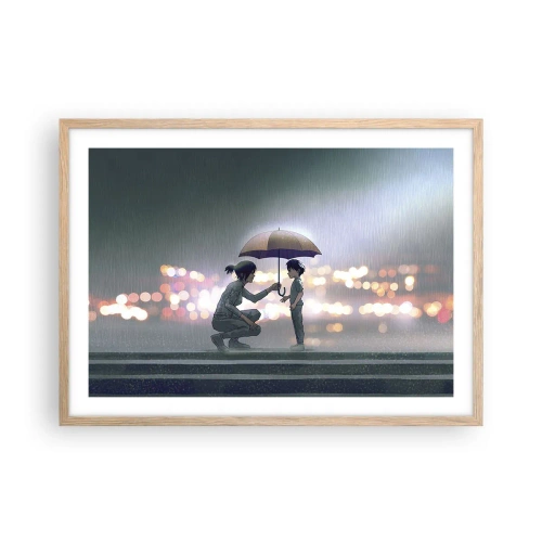 Poster în ramă de stejar deschis - Și totul este bine acum - 70x50 cm