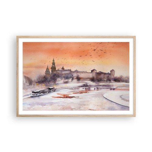 Poster în ramă de stejar deschis - Apus de soare regal - 91x61 cm