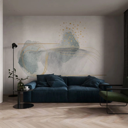 Tapet Premium Canvas - Despre relația dintre gri și auriu - Abstracția, Bucată, Forme interesante - 250x175 cm