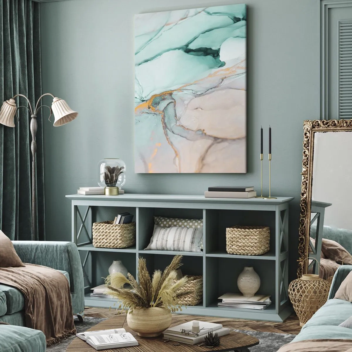 Tablou pe pânză - Dansul formelor și al culorilor - 65x120 cm