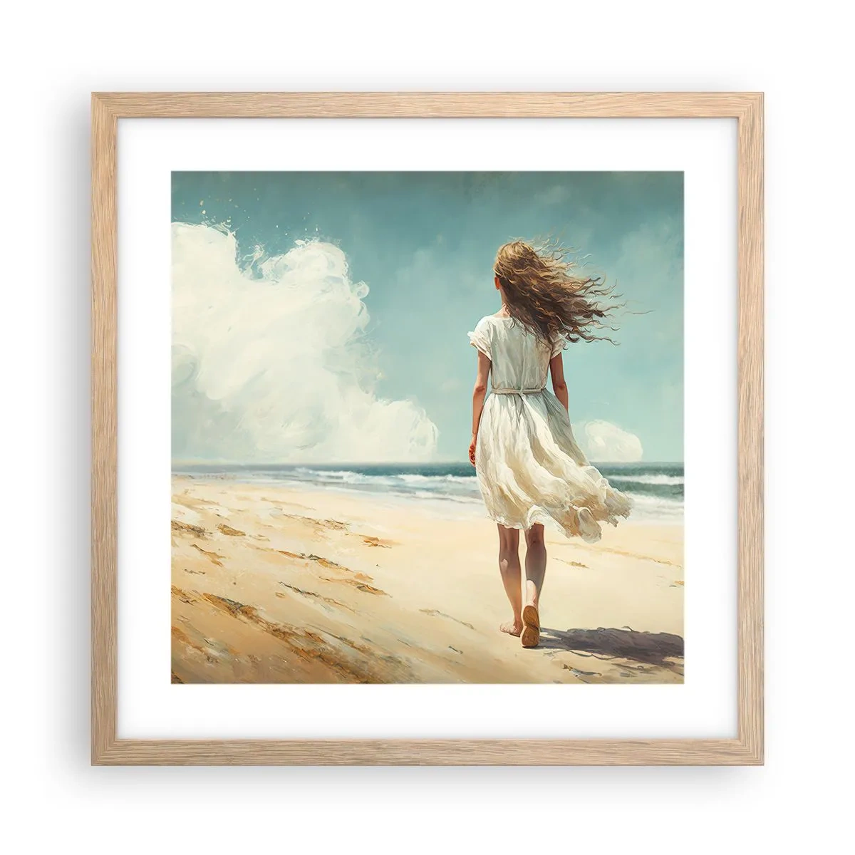 Poster în ramă de stejar deschis - Vreau să întâlnesc soarele și vântul - 40x40 cm