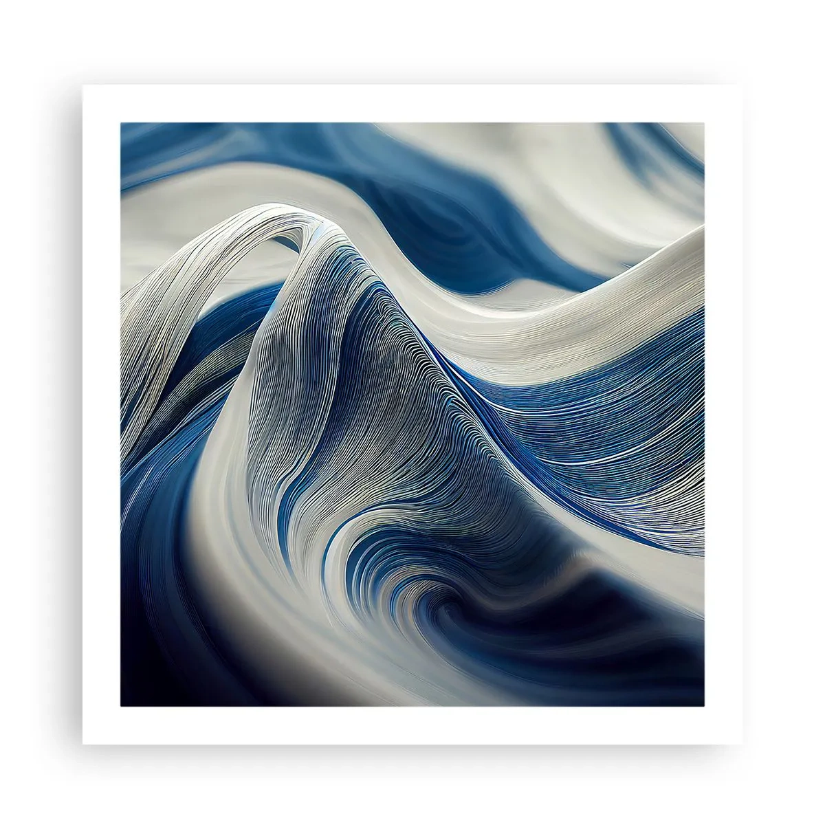 Poster - Fluiditate de albastru și alb - 60x60 cm