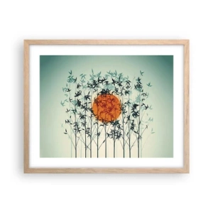 Poster în ramă de stejar deschis - Soarele japonez - 50x40 cm