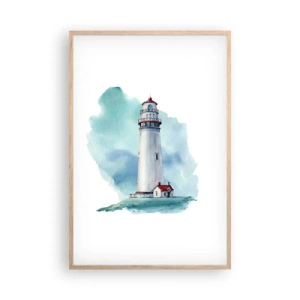 Poster în ramă de stejar deschis - Sora blândă a albastrului - 61x91 cm