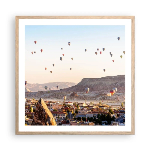 Poster în ramă de stejar deschis - Ca niște nave pe cer - 60x60 cm