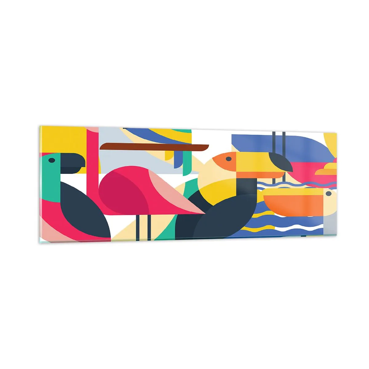 Tablou pe sticlă - Cheful păsărilor - 90x30 cm