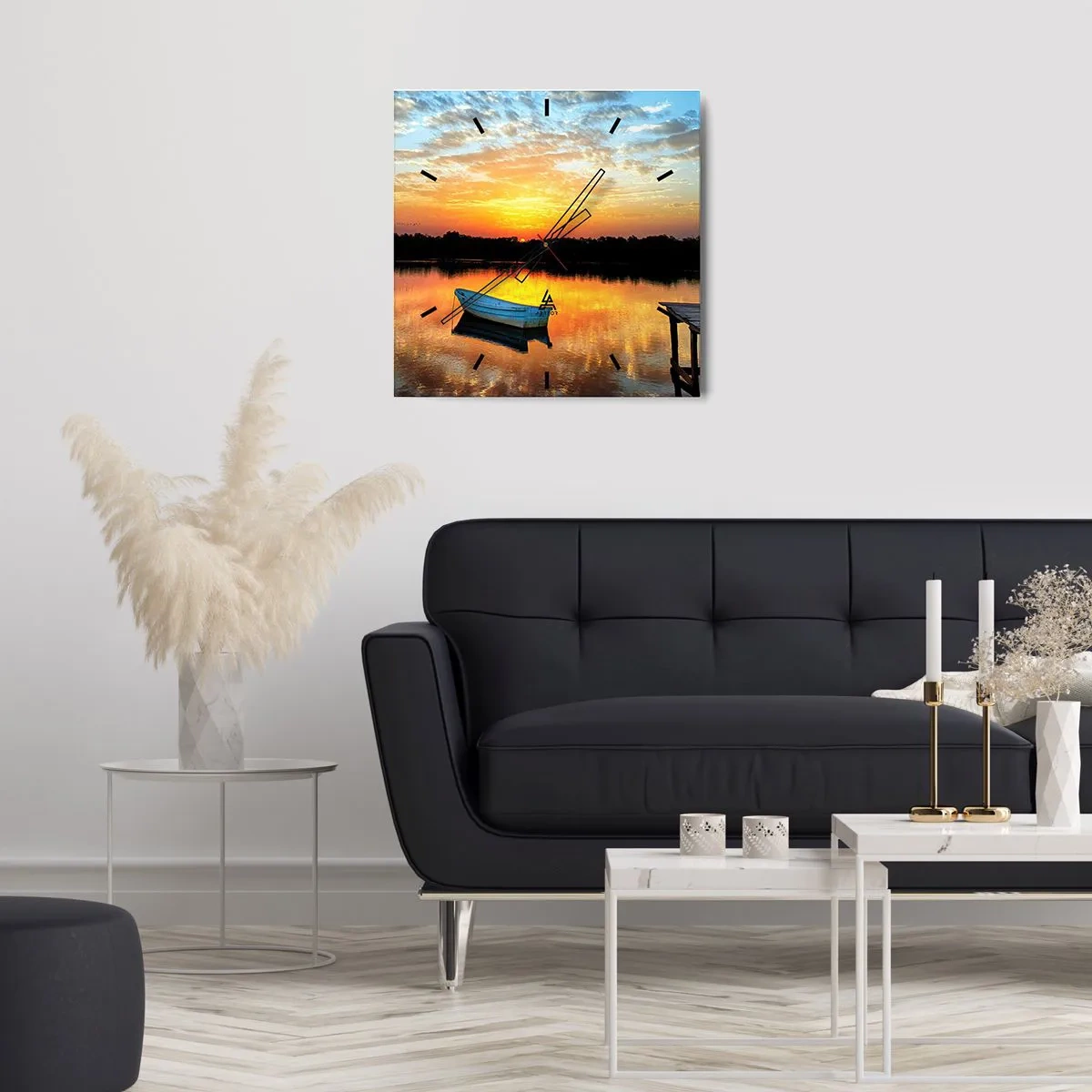 Ceas de perete - Ceas pe sticlă - Privește, ascultă, meditează - 30x30 cm