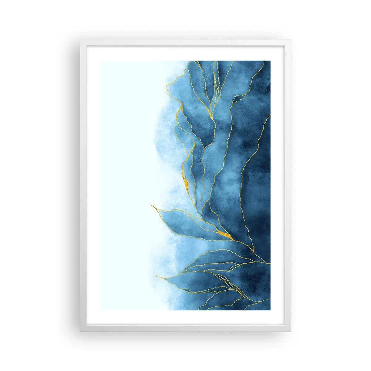 Poster în ramă albă - Albastru în aur - 50x70 cm