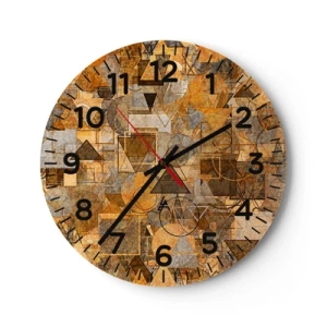 Ceas de perete - Ceas pe sticlă - Lumea băgată în formă - 40x40 cm