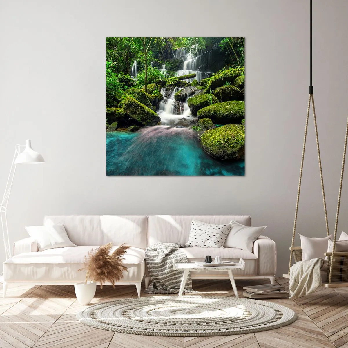 Tablou pe pânză - Turcoaz, safir și argint lichid - 60x60 cm