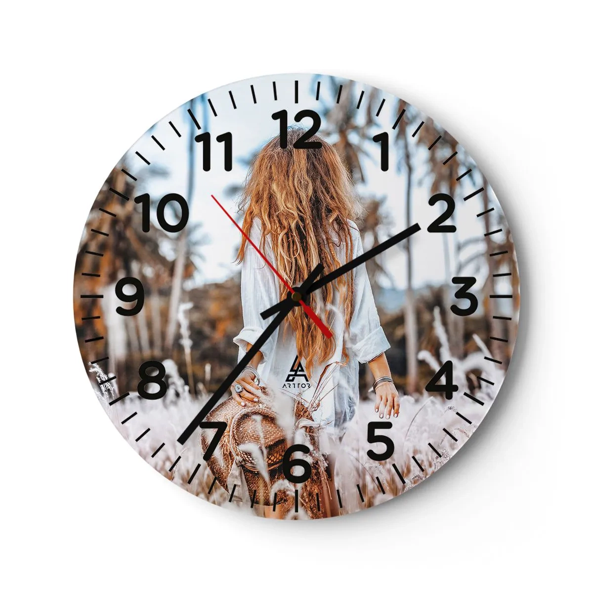 Ceas de perete - Ceas pe sticlă - Născută din puful de iarbă - 40x40 cm