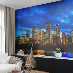 Fototapetă personalizată Autocolant Deluxe Sticker - O noapte de lumini și culori - Oraș, Sydney, Arhitectură