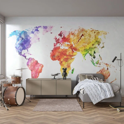 Tapet Premium Canvas - Toate culorile lumii - Harta lumii, Grafică, Continente - 300x210 cm